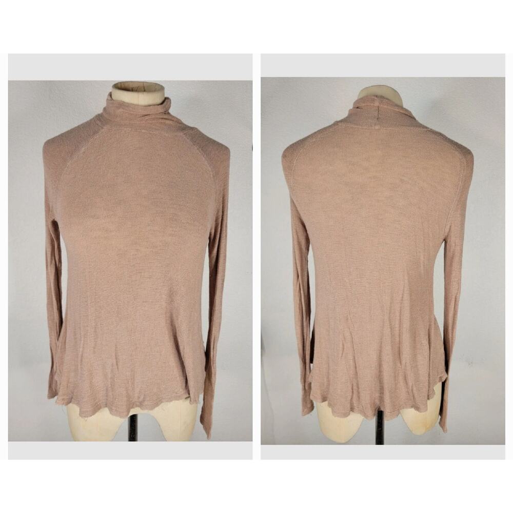 Free People SZ S Top Weekend Snuggle Turtleneck Long Sleeves Tan OB 616207